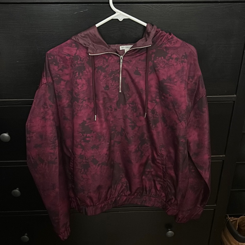 Black and maroon tye dye quarter zip